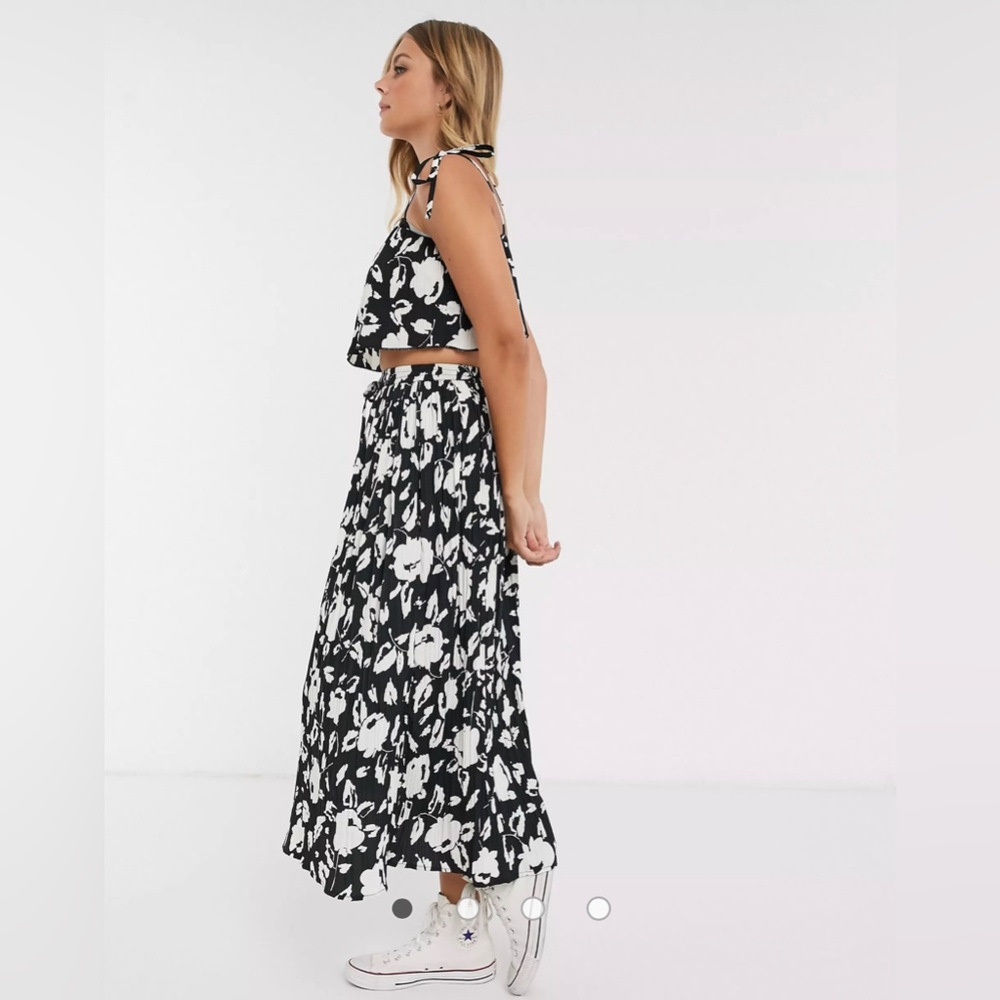 ASOS 2 piece black and white top and skirt set